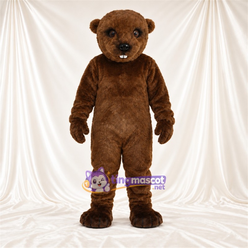 Costume de mascotte Ours – marron – Bouche fermée; Crocs pointus Costume de mascotte Ours – marron – Bouche fermée; Crocs pointus