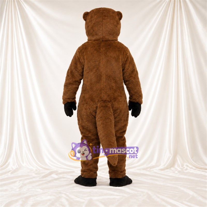 Maskottchenkostüm Otter – braun – Bauch (creme); Handschuhe (schwarz) Maskottchenkostüm Otter – braun – Bauch (creme); Handschuhe (schwarz)
