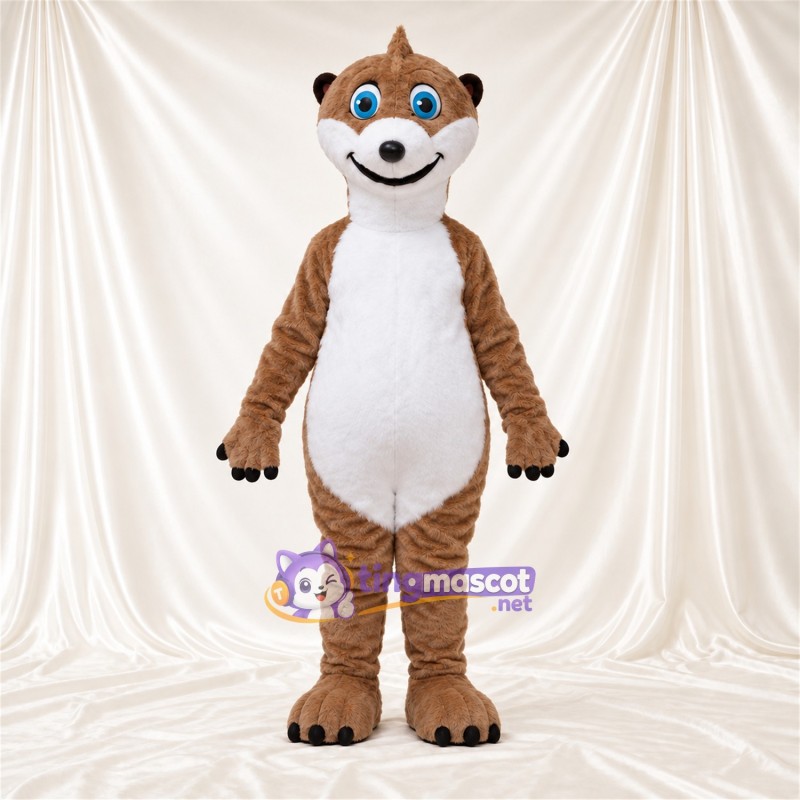 Brown and White Otter Mascot Costume - Black Claws and Blue Eyes Brown and White Otter Mascot Costume - Black Claws and Blue Eyes