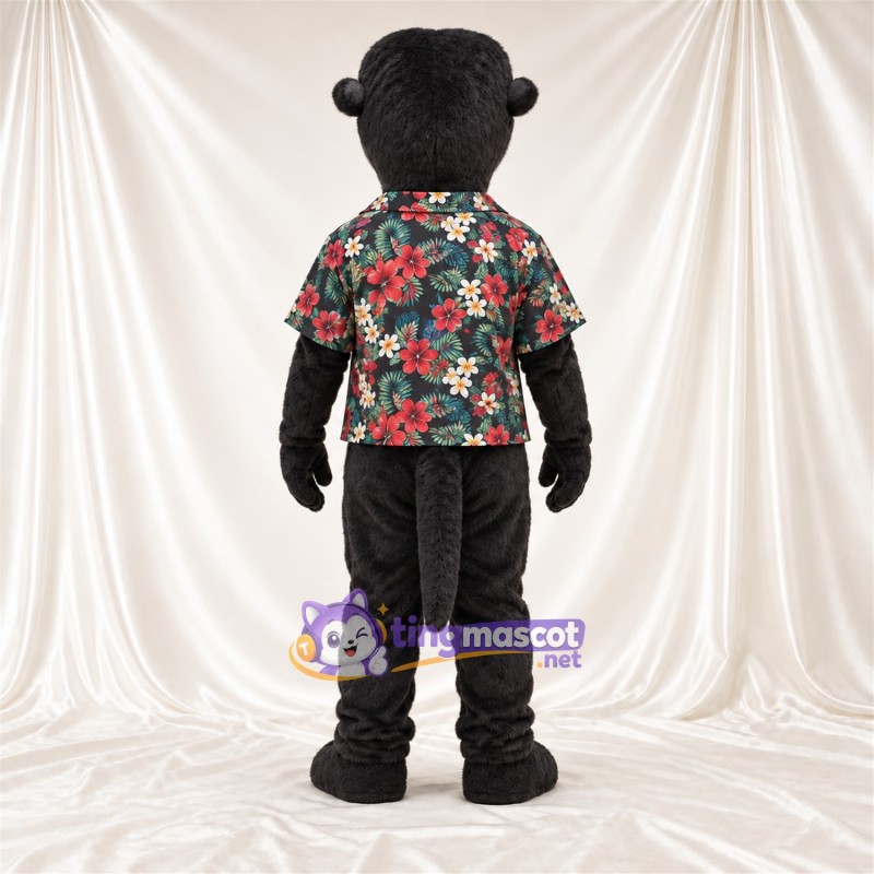 Black Otter Mascot Costume - Floral Shirt and Black Pants Black Otter Mascot Costume - Floral Shirt and Black Pants