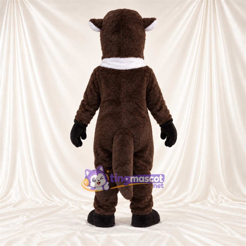Costume de mascotte Loutre – marron / blanc – Col à volants (blanc); Ventre (blanc) Costume de mascotte Loutre – marron / blanc – Col à volants (blanc); Ventre (blanc)