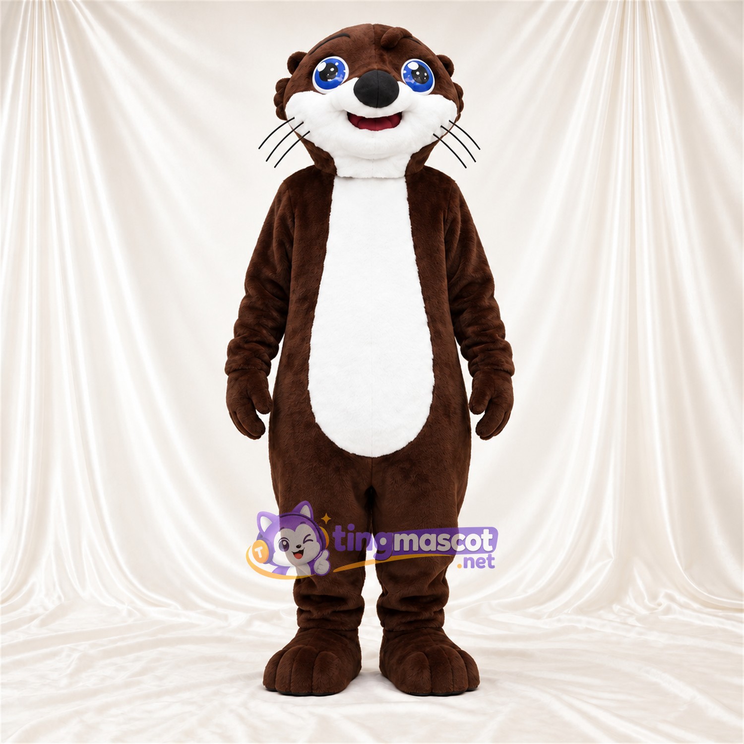 Brown and White Otter Mascot Costume - Blue Eyes and White Whiskers Brown and White Otter Mascot Costume - Blue Eyes and White Whiskers