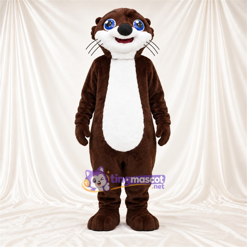 Brown and White Otter Mascot Costume - Blue Eyes and White Whiskers Brown and White Otter Mascot Costume - Blue Eyes and White Whiskers