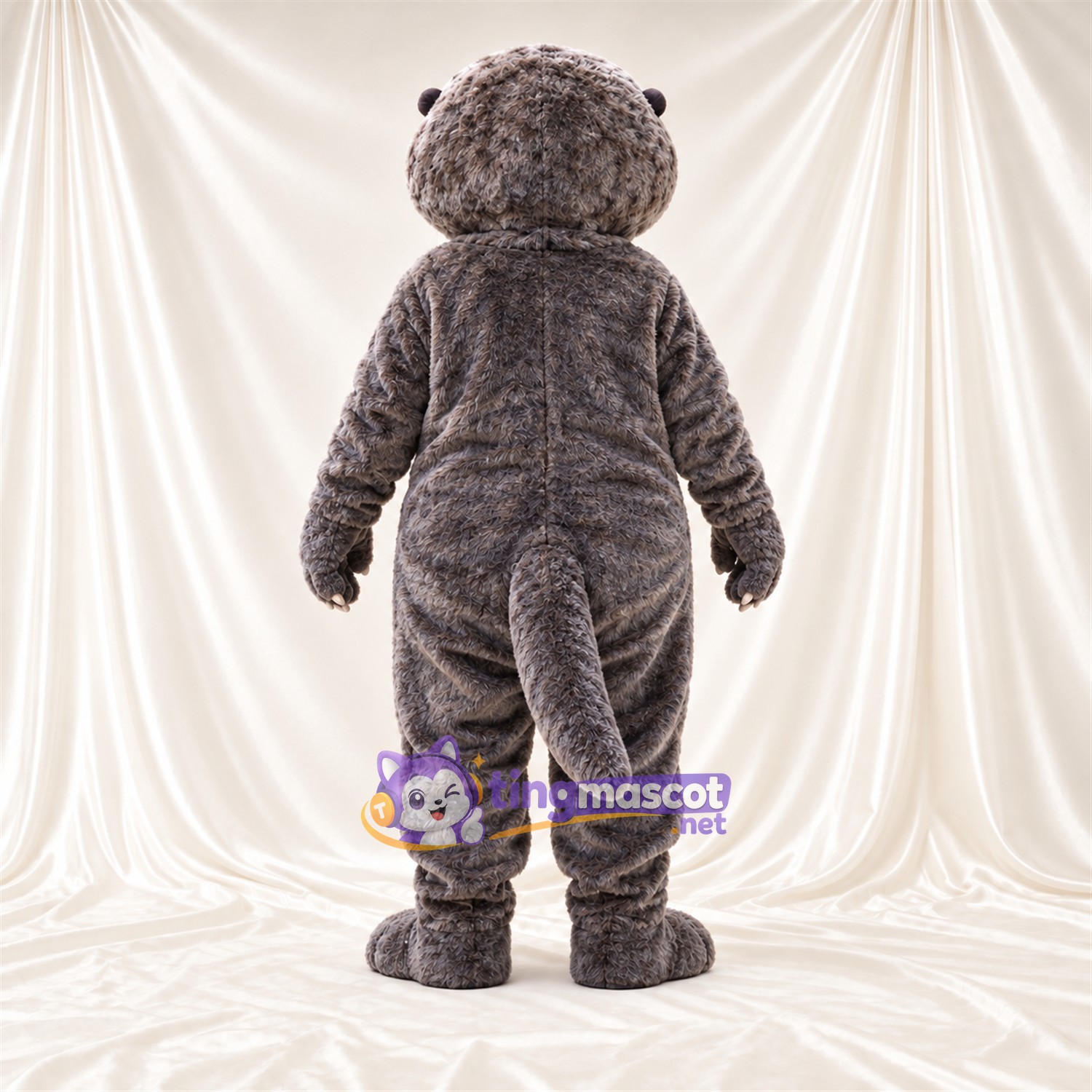 Costume de mascotte Loutre – gris – Langue (rouge); Moustaches (blanc)