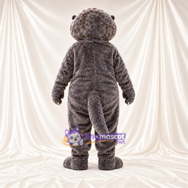 Costume de mascotte Loutre – gris – Langue (rouge); Moustaches (blanc)