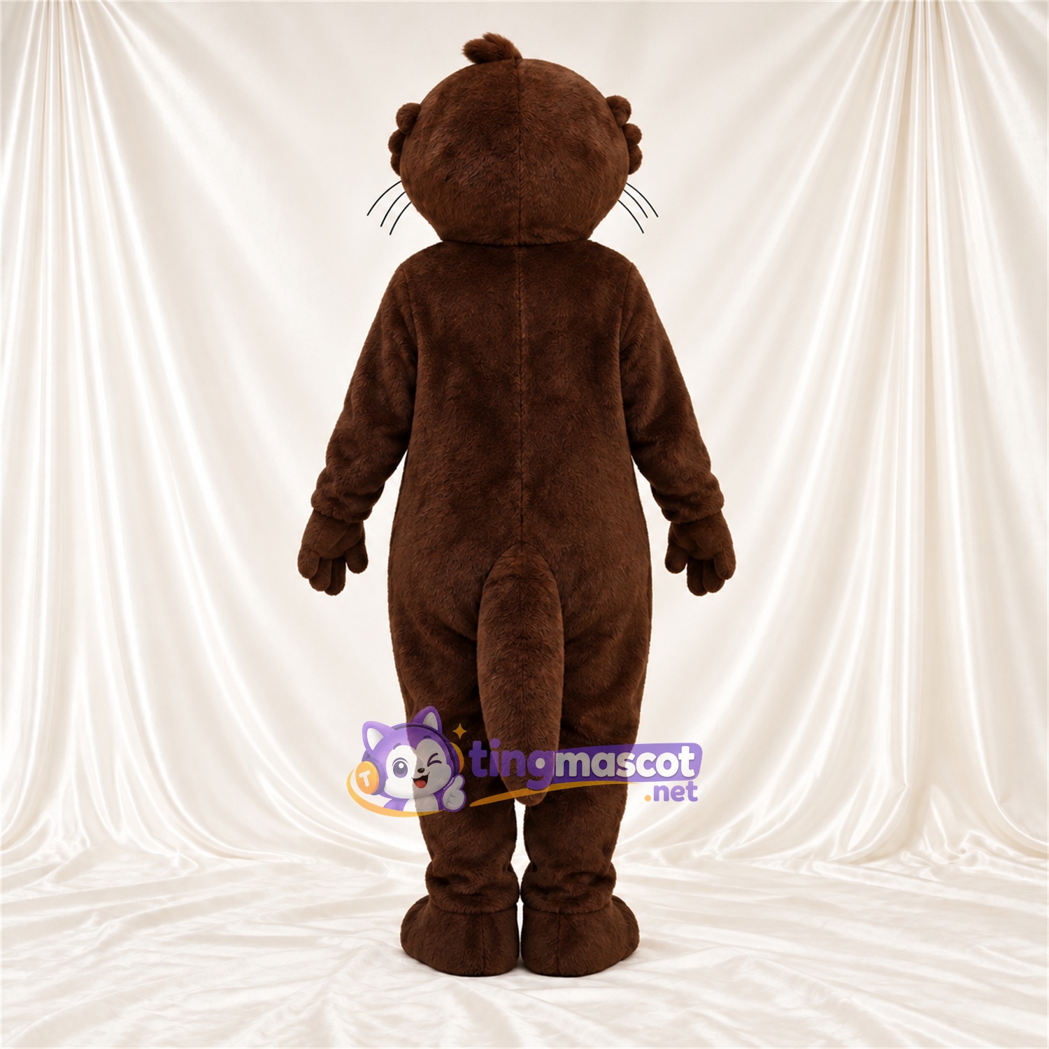 Brown and White Otter Mascot Costume - Blue Eyes and Head Tuft Brown and White Otter Mascot Costume - Blue Eyes and Head Tuft