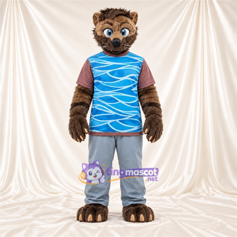 Costume de mascotte Chat tigré – marron – Chemise; Pantalon (gris) Costume de mascotte Chat tigré – marron – Chemise; Pantalon (gris)