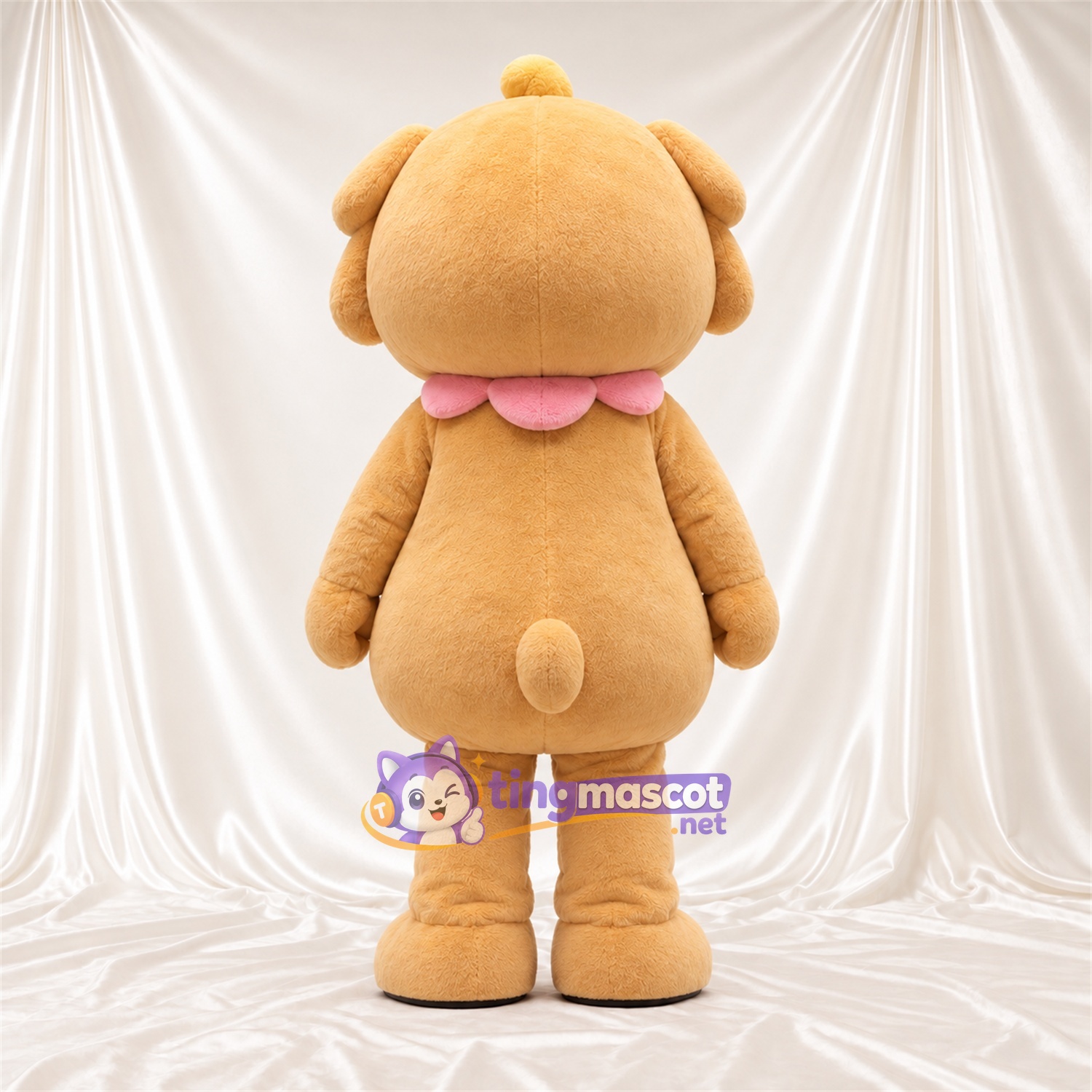 Tan Dog Mascot Costume - Pink Cheeks and Pink Collar Tan Dog Mascot Costume - Pink Cheeks and Pink Collar