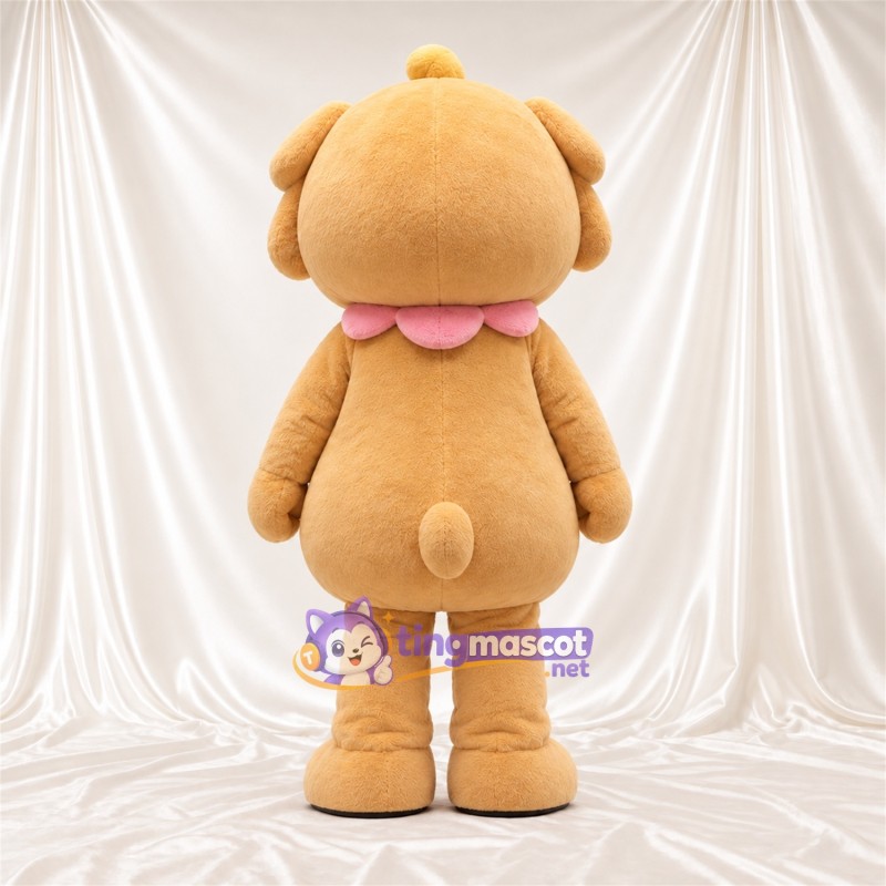 Tan Dog Mascot Costume - Pink Cheeks and Pink Collar Tan Dog Mascot Costume - Pink Cheeks and Pink Collar