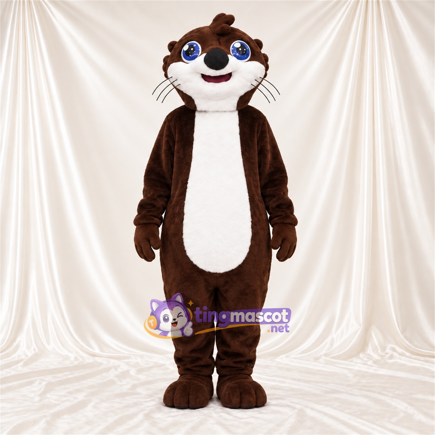 Brown and White Otter Mascot Costume - Blue Eyes and White Whiskers Brown and White Otter Mascot Costume - Blue Eyes and White Whiskers