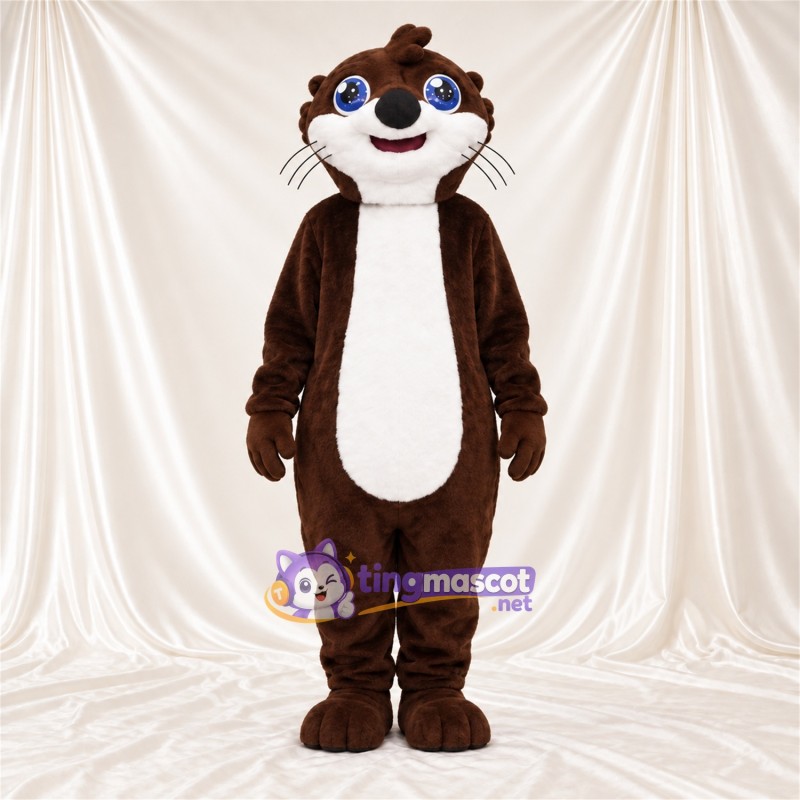 Brown and White Otter Mascot Costume - Blue Eyes and White Whiskers Brown and White Otter Mascot Costume - Blue Eyes and White Whiskers