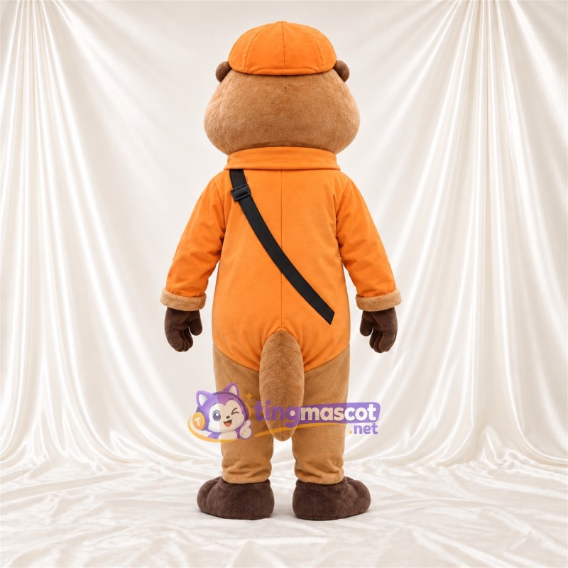 Costume de mascotte Loutre – marron – Combinaison (orange); Casquette (orange) Costume de mascotte Loutre – marron – Combinaison (orange); Casquette (orange)