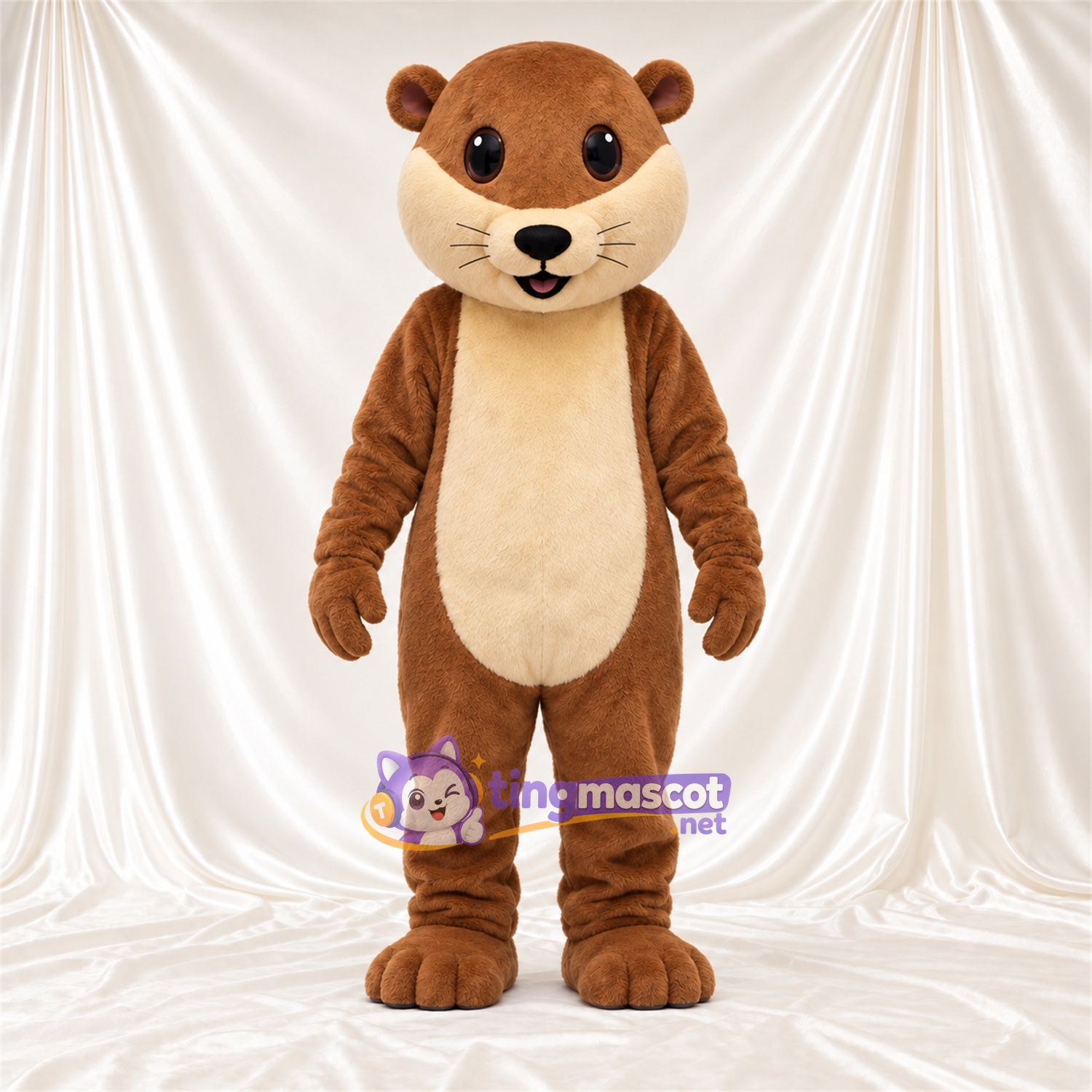 Maskottchenkostüm Otter – braun – Bauch (creme); Kopf Maskottchenkostüm Otter – braun – Bauch (creme); Kopf