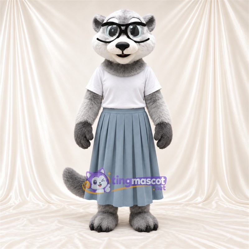 Costume de mascotte Loutre – gris – Chemise (blanc); Jupe (gris) Costume de mascotte Loutre – gris – Chemise (blanc); Jupe (gris)