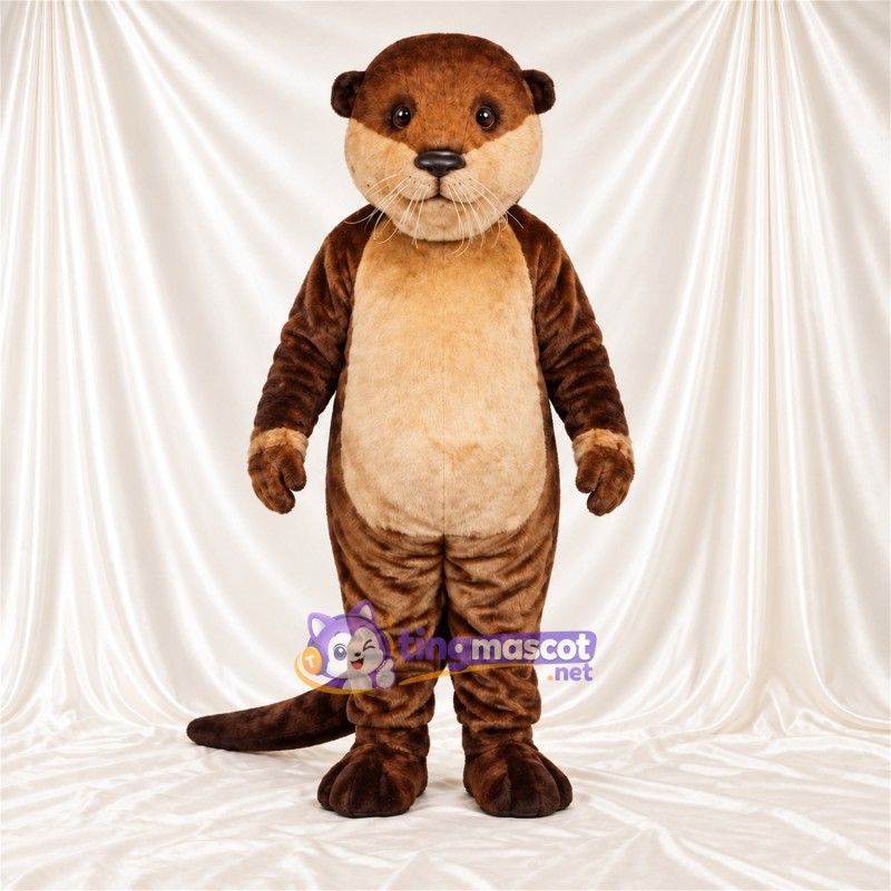 Brown and White Otter Mascot Costume - Cream Belly and Long Tail Brown and White Otter Mascot Costume - Cream Belly and Long Tail