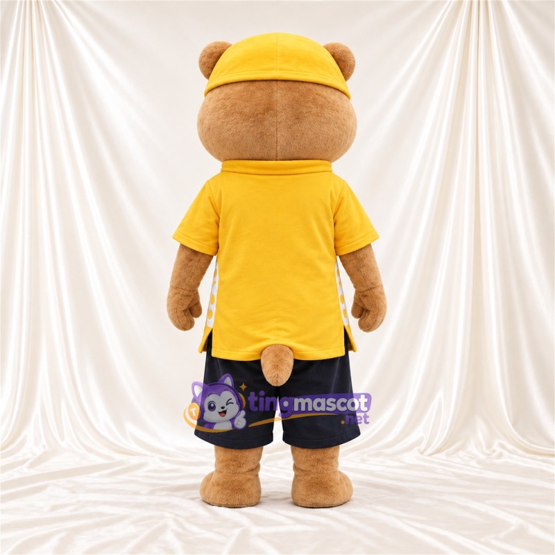 Maskottchenkostüm Otter – braun – Poloshirt (gelb); Kappe (gelb) Maskottchenkostüm Otter – braun – Poloshirt (gelb); Kappe (gelb)