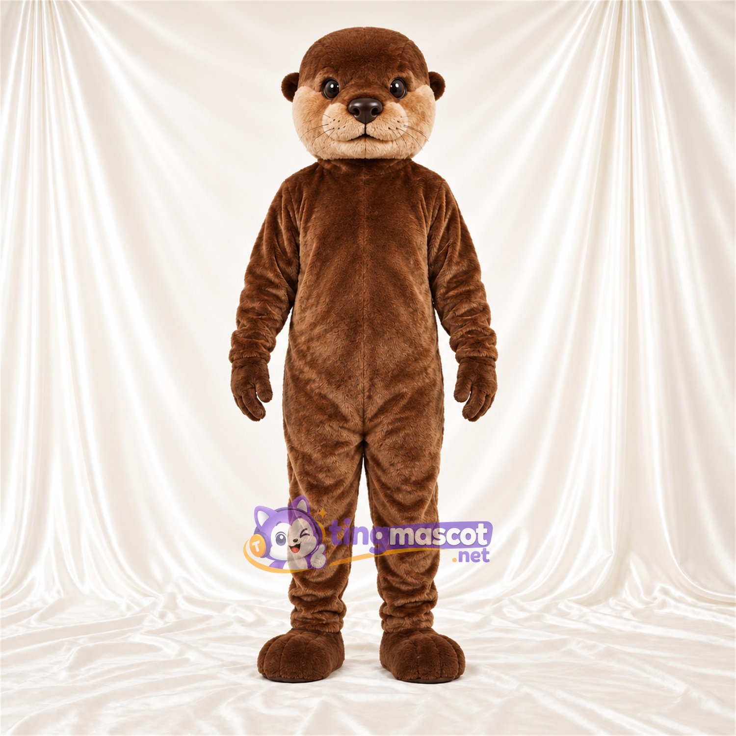Costume de mascotte Loutre – marron – Petites oreilles rondes; Museau (brun clair) Costume de mascotte Loutre – marron – Petites oreilles rondes; Museau (brun clair)