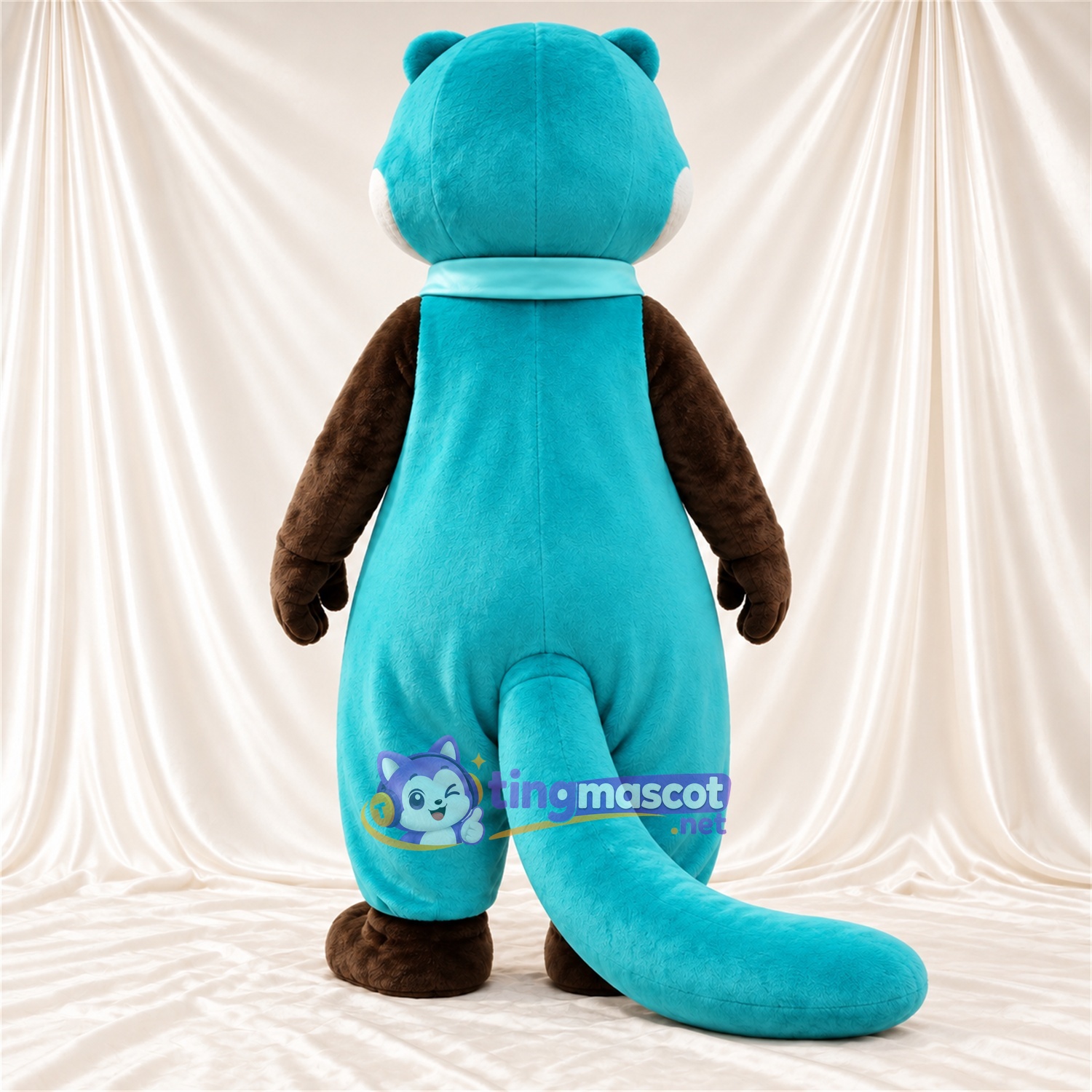 Turquoise and Brown Otter Mascot Costume - Turquoise Bow Tie Turquoise and Brown Otter Mascot Costume - Turquoise Bow Tie
