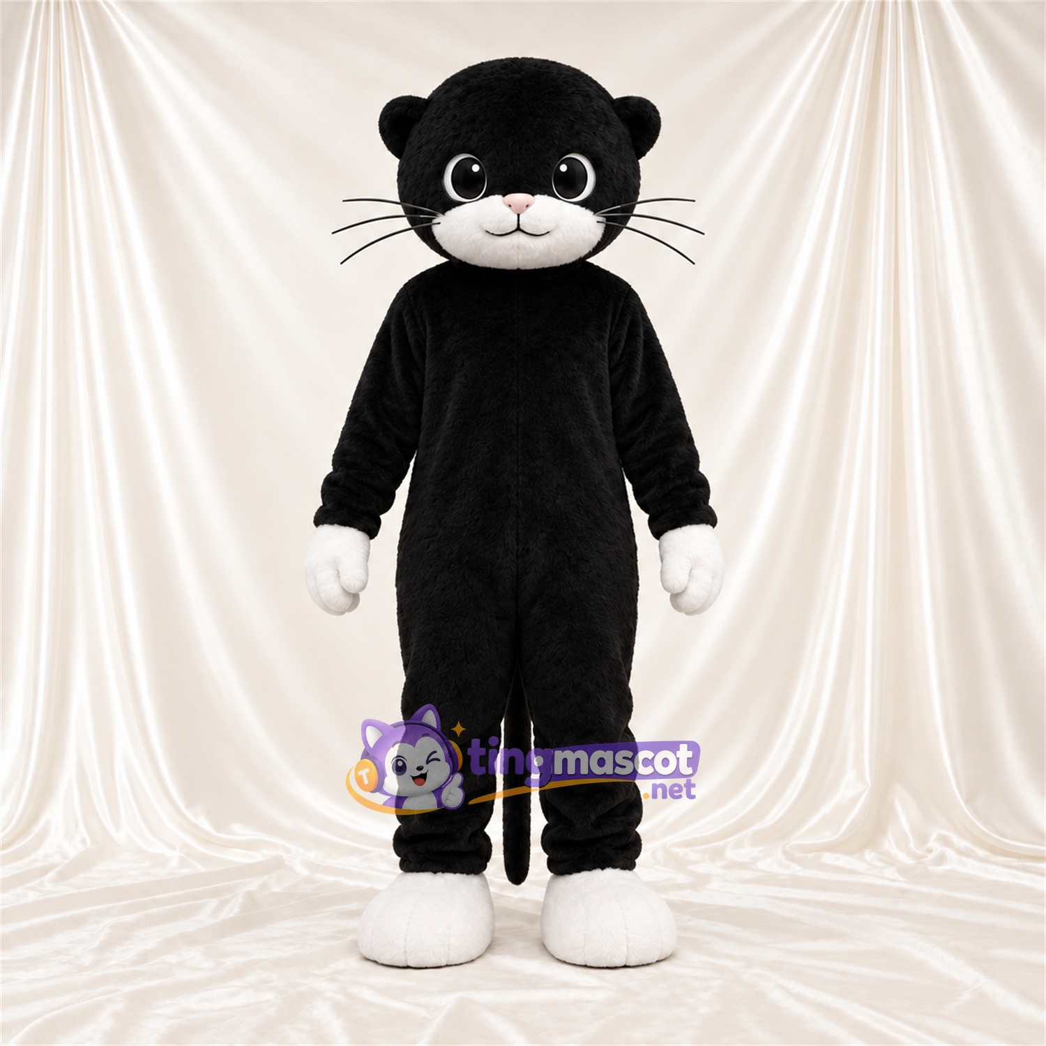 Black and White Cat Mascot Costume - White Gloves and White Muzzle Black and White Cat Mascot Costume - White Gloves and White Muzzle
