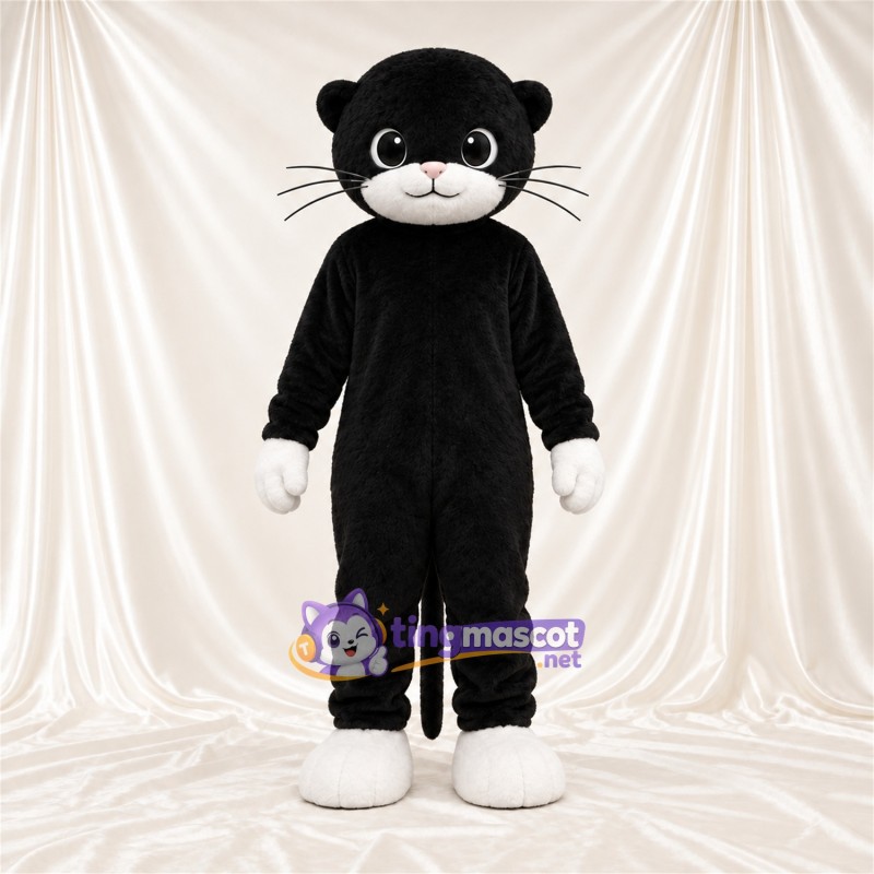 Black and White Cat Mascot Costume - White Gloves and White Muzzle Black and White Cat Mascot Costume - White Gloves and White Muzzle