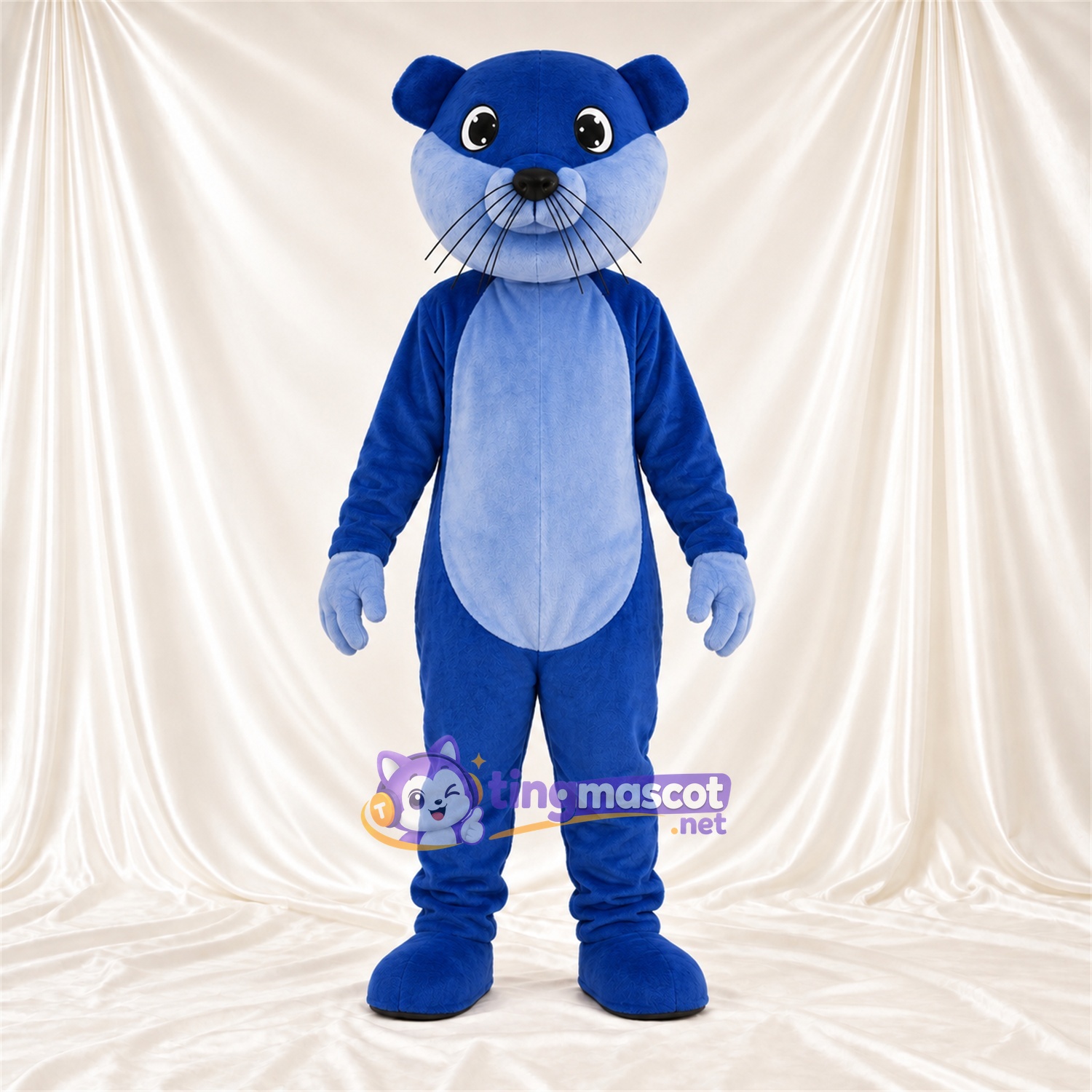 Blue Mouse Mascot Costume - Light Blue Belly and White Whiskers Blue Mouse Mascot Costume - Light Blue Belly and White Whiskers