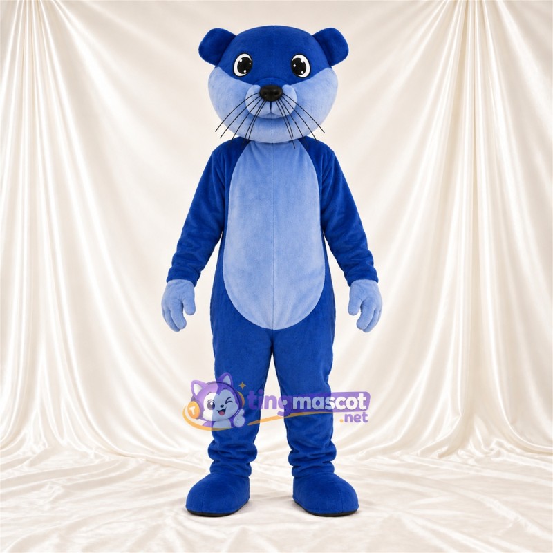 Blue Mouse Mascot Costume - Light Blue Belly and White Whiskers Blue Mouse Mascot Costume - Light Blue Belly and White Whiskers