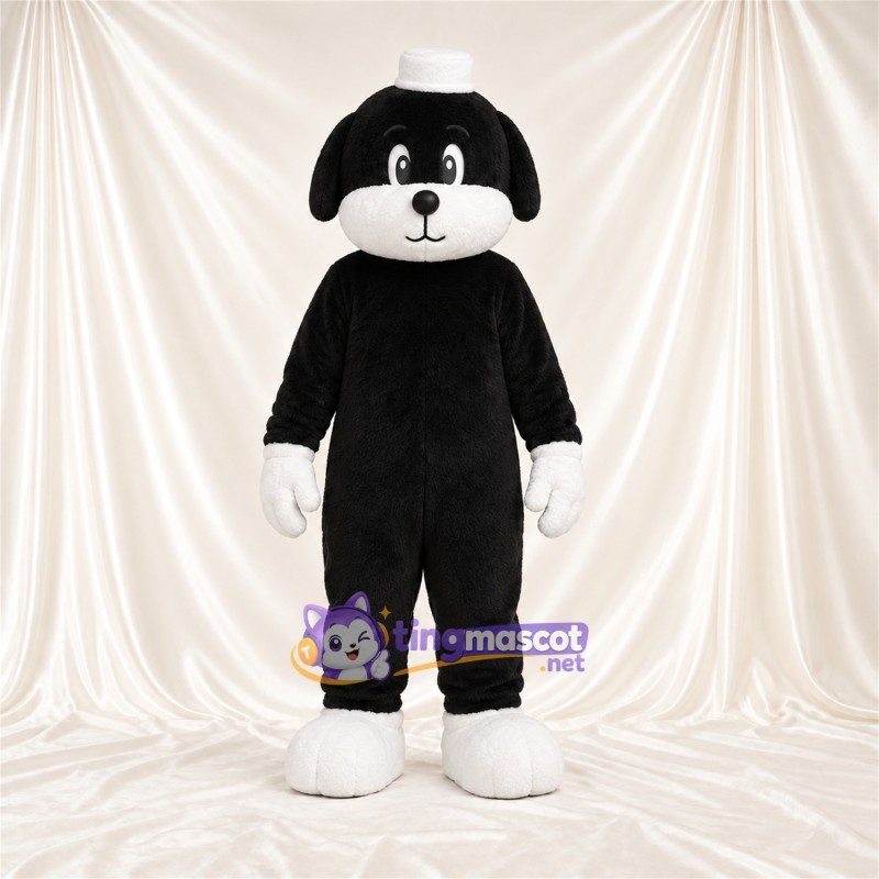 Costume de mascotte Chien – noir / blanc – Chapeau de marin (blanc) Costume de mascotte Chien – noir / blanc – Chapeau de marin (blanc)