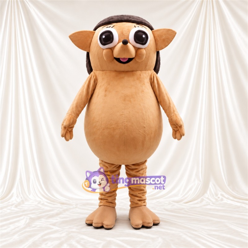 Costume de mascotte Créature fantastique – brun clair – Ventre rond; Tête (marron foncé) Costume de mascotte Créature fantastique – brun clair – Ventre rond; Tête (marron foncé)
