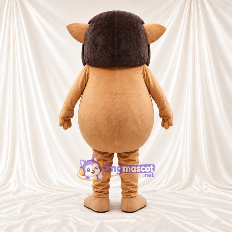 Costume de mascotte Créature fantastique – brun clair – Ventre rond; Tête (marron foncé)