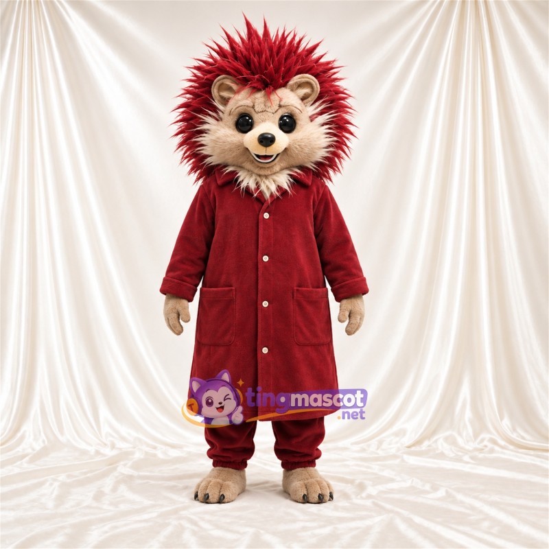 Maskottchenkostüm Igel – rot / creme – Mantel (bordeauxrot)