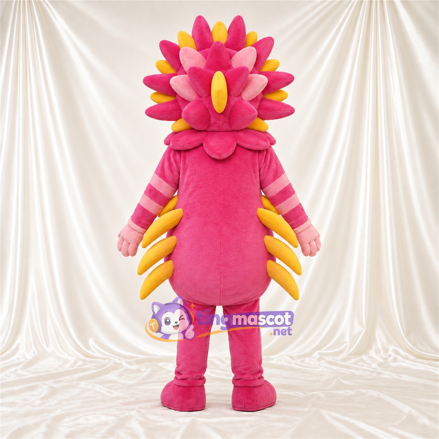 Pink Hedgehog Mascot Costume - Yellow Spikes Pink Hedgehog Mascot Costume - Yellow Spikes