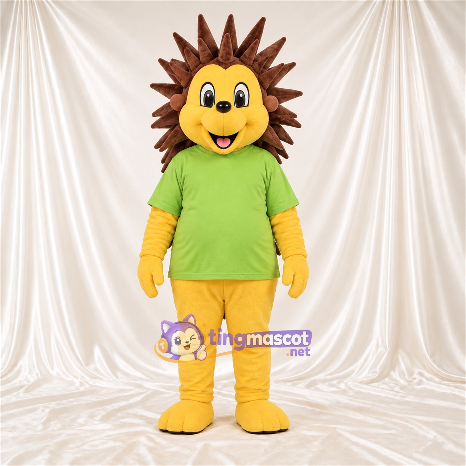 Costume de mascotte Hérisson – jaune / marron – Chemise (vert) Costume de mascotte Hérisson – jaune / marron – Chemise (vert)