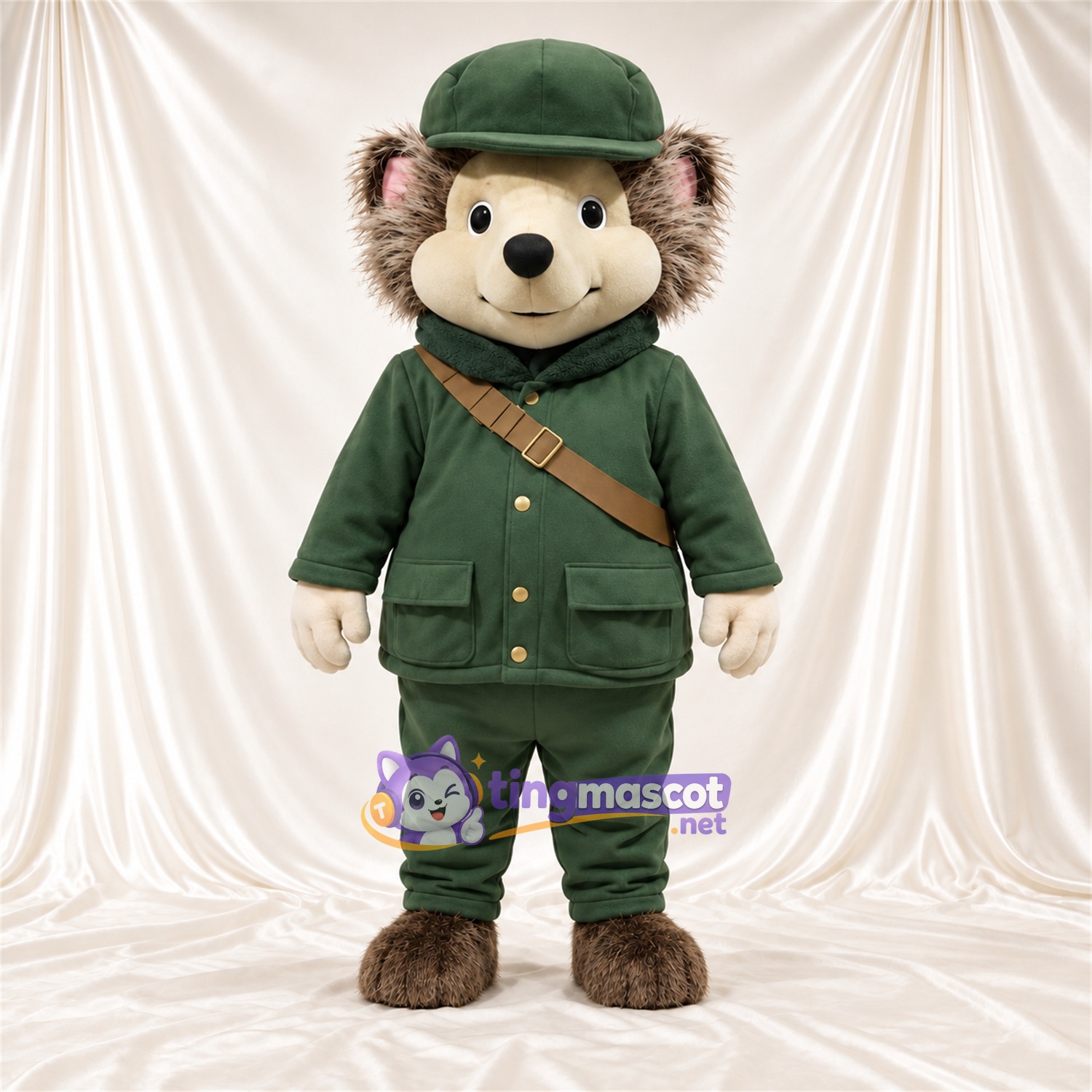 Costume de mascotte Hérisson – marron – Tenue (vert); Casquette (vert) Costume de mascotte Hérisson – marron – Tenue (vert); Casquette (vert)