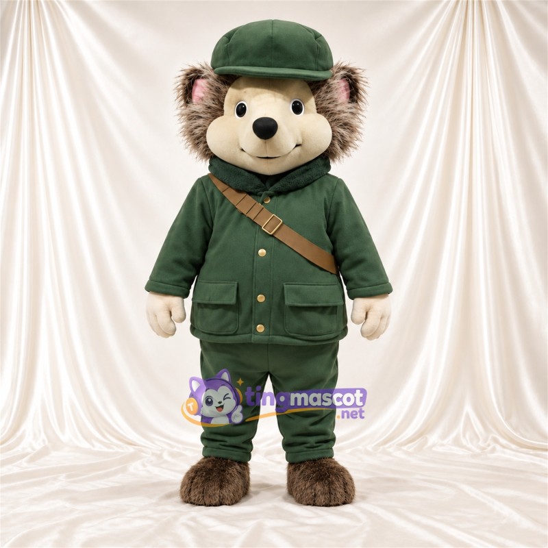 Costume de mascotte Hérisson – marron – Tenue (vert); Casquette (vert) Costume de mascotte Hérisson – marron – Tenue (vert); Casquette (vert)