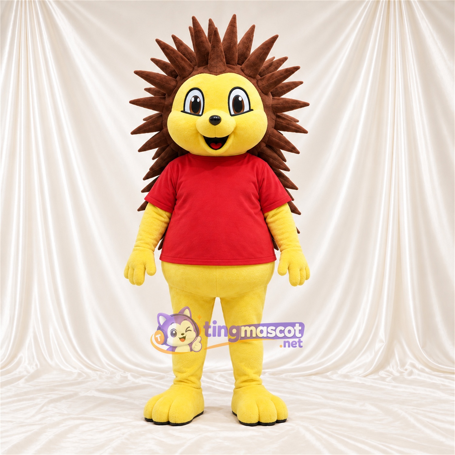 Costume de mascotte Hérisson – jaune / marron – Chemise (rouge) Costume de mascotte Hérisson – jaune / marron – Chemise (rouge)