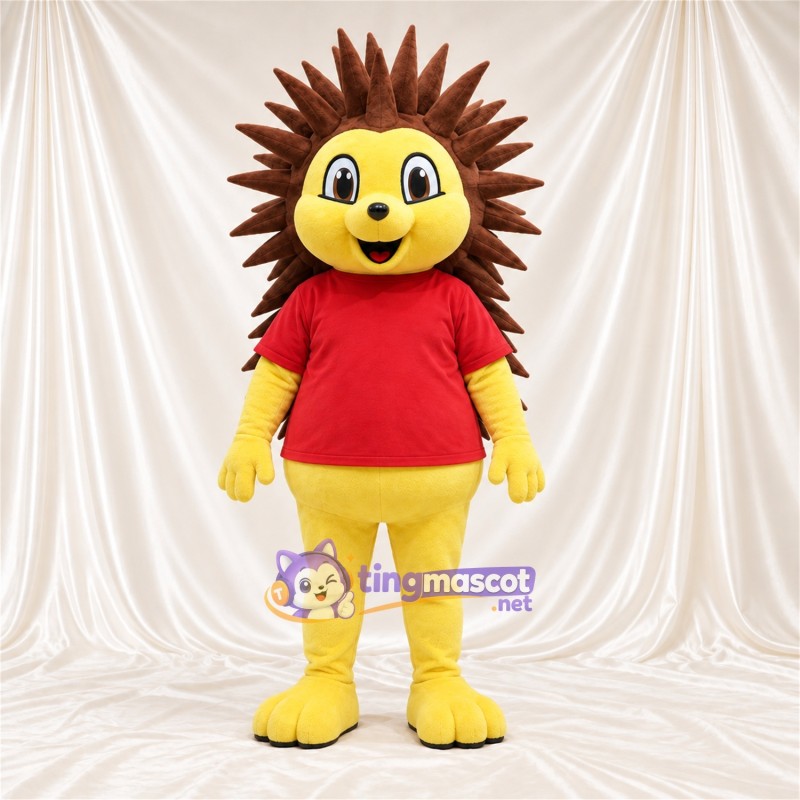 Costume de mascotte Hérisson – jaune / marron – Chemise (rouge) Costume de mascotte Hérisson – jaune / marron – Chemise (rouge)