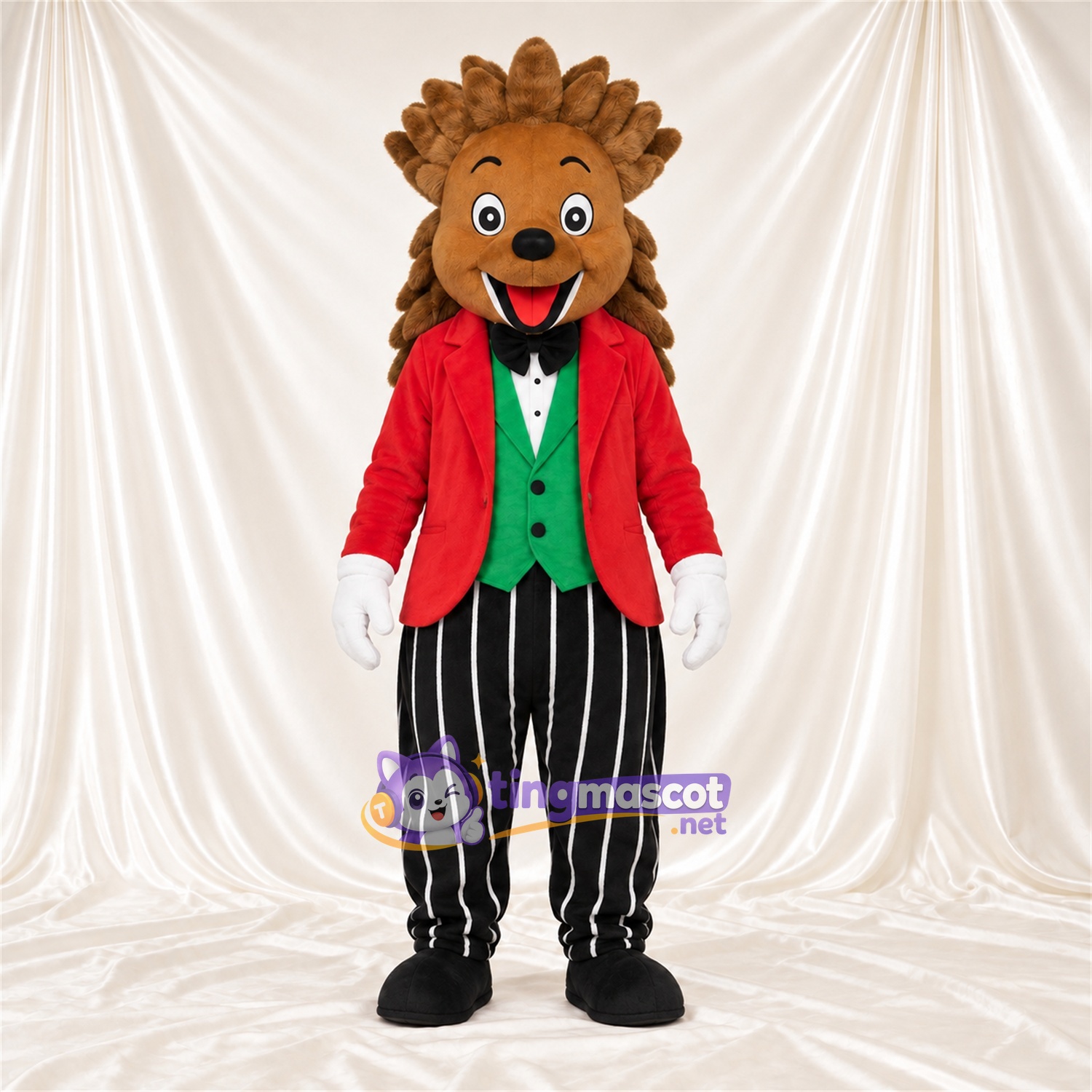 Costume de mascotte Hérisson – marron – Gilet (vert); Pantalon Costume de mascotte Hérisson – marron – Gilet (vert); Pantalon