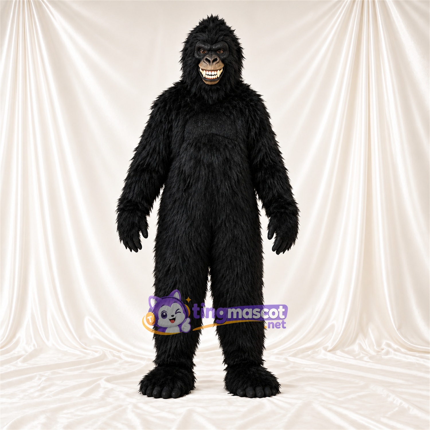 Costume de mascotte Gorille – noir – Sourire avec dents; Tête Costume de mascotte Gorille – noir – Sourire avec dents; Tête