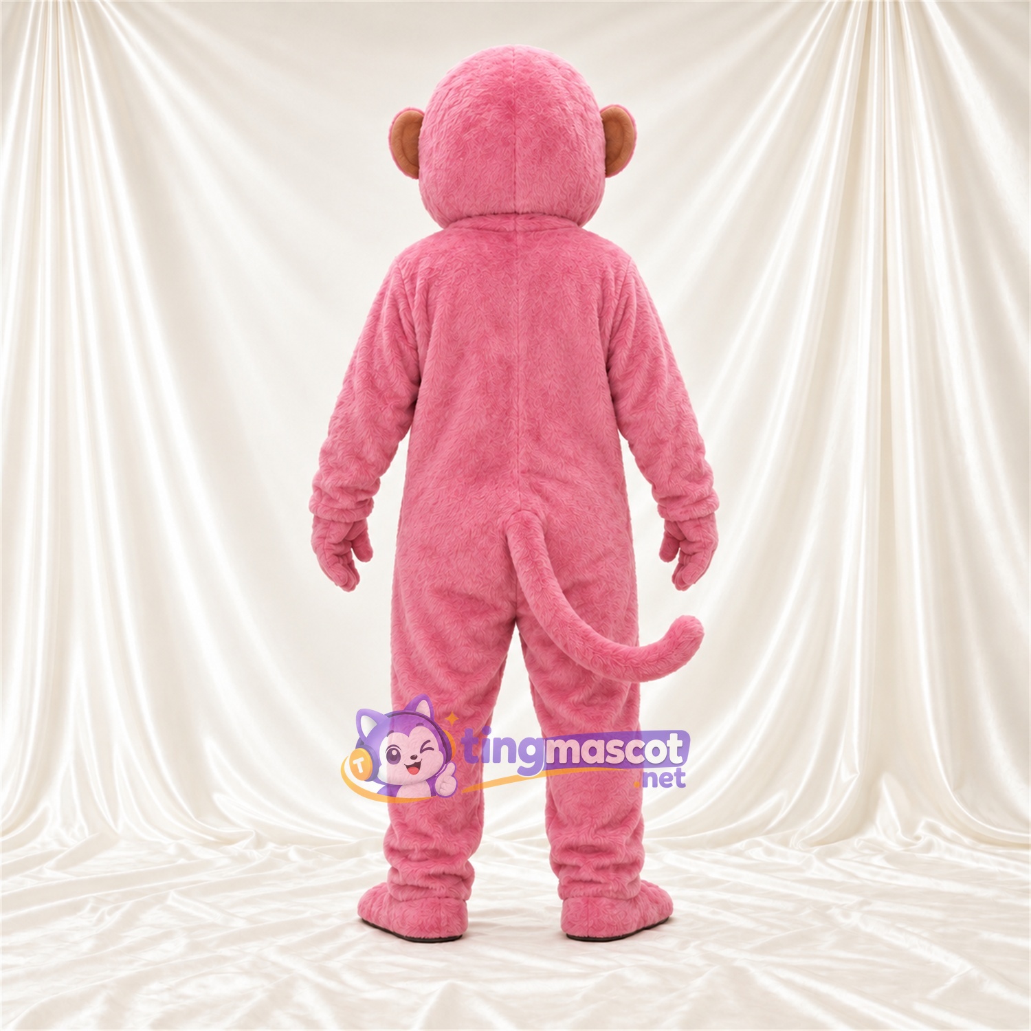 Maskottchenkostüm Affe – rosa – Ringelschwanz; Gesicht (hellbraun) Maskottchenkostüm Affe – rosa – Ringelschwanz; Gesicht (hellbraun)