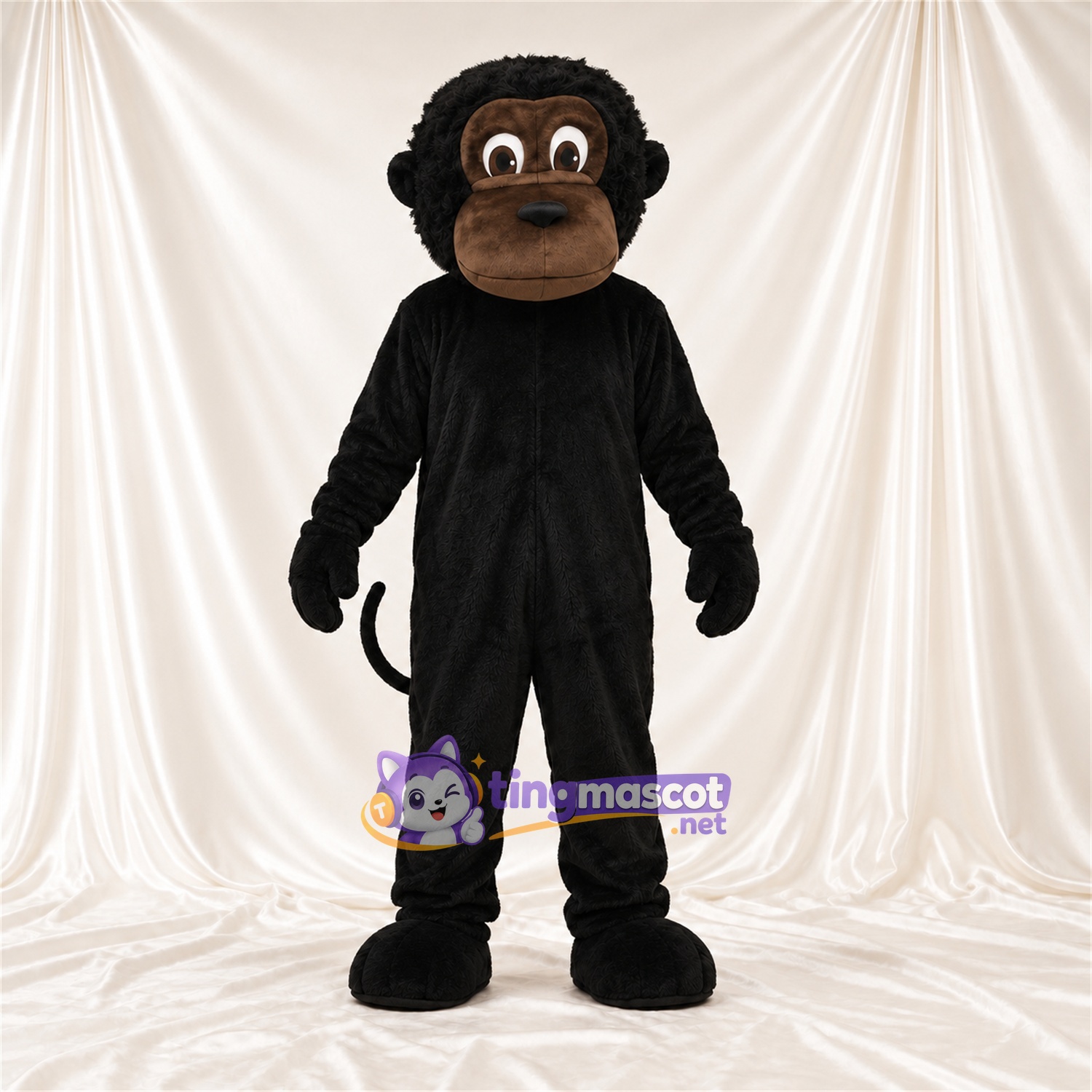 Black Monkey Mascot Costume - Black Tail and Tan Muzzle Black Monkey Mascot Costume - Black Tail and Tan Muzzle