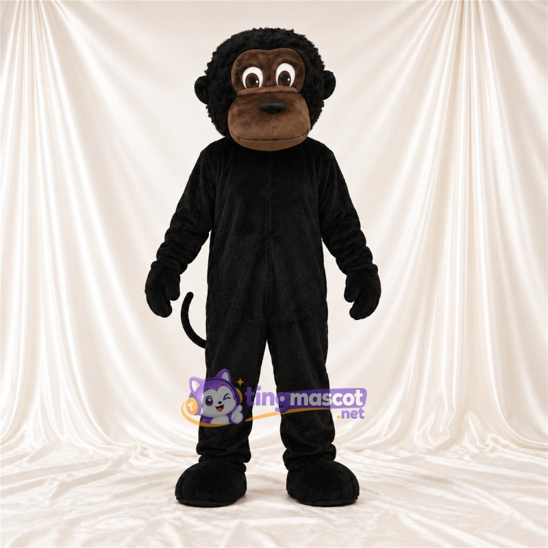 Black Monkey Mascot Costume - Black Tail and Tan Muzzle Black Monkey Mascot Costume - Black Tail and Tan Muzzle