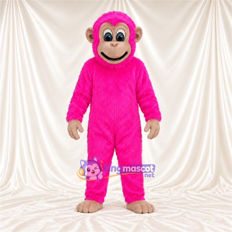 Maskottchenkostüm Affe – rosa – Füße (hellbraun); Gesicht (hellbraun) Maskottchenkostüm Affe – rosa – Füße (hellbraun); Gesicht (hellbraun)