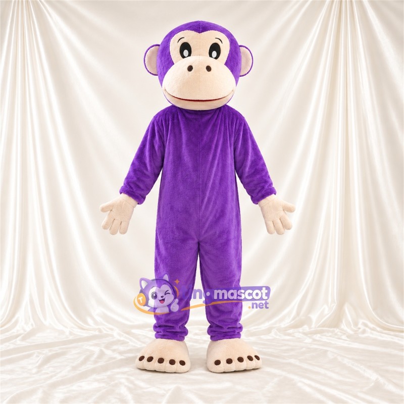 Maskottchenkostüm Affe – violett – Füße (creme); Gesicht (creme) Maskottchenkostüm Affe – violett – Füße (creme); Gesicht (creme)