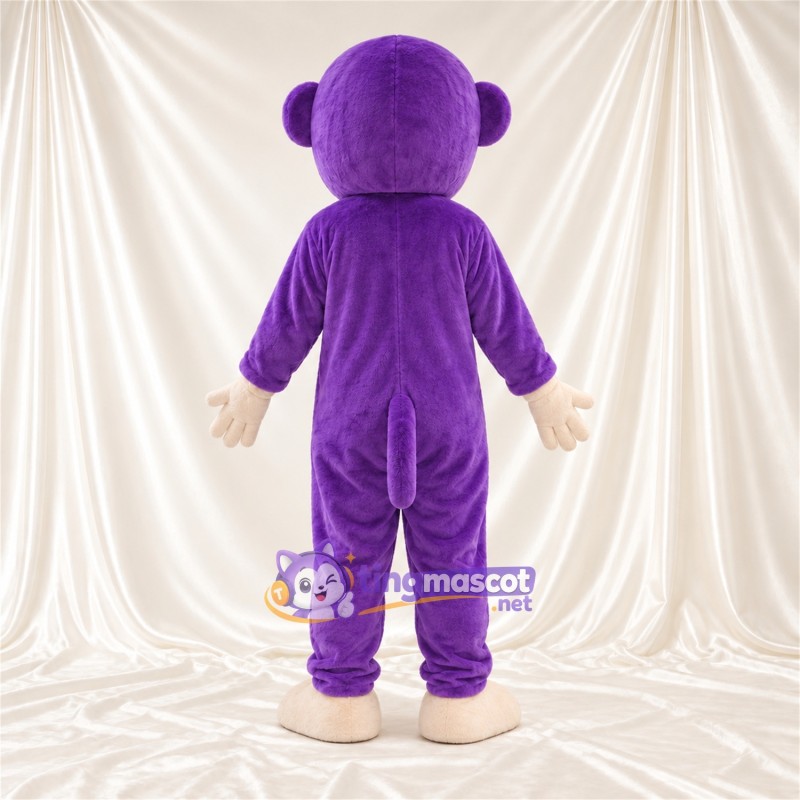 Maskottchenkostüm Affe – violett – Füße (creme); Gesicht (creme) Maskottchenkostüm Affe – violett – Füße (creme); Gesicht (creme)