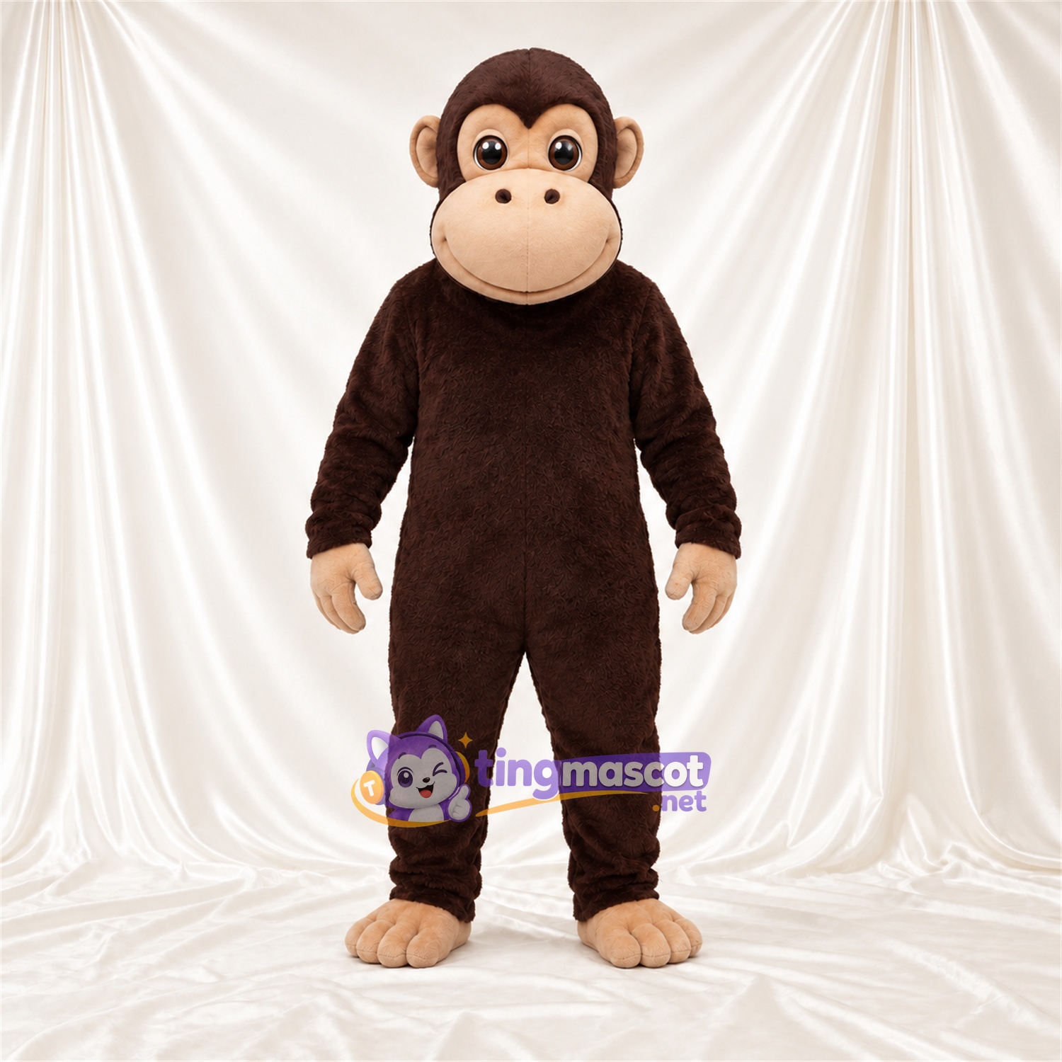 Maskottchenkostüm Affe – braun – Ringelschwanz; Schnauze (hellbraun) Maskottchenkostüm Affe – braun – Ringelschwanz; Schnauze (hellbraun)