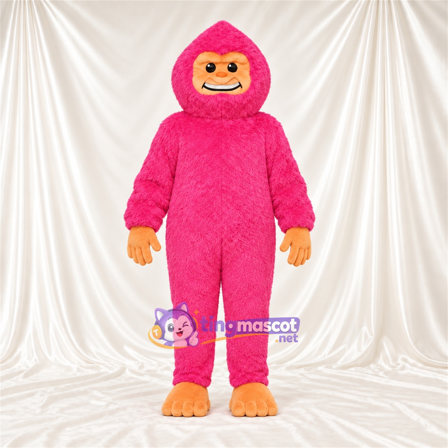 Maskottchenkostüm Affe – rosa – Hände (orange); Kopf Maskottchenkostüm Affe – rosa – Hände (orange); Kopf