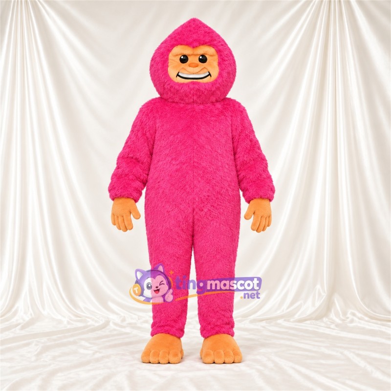 Maskottchenkostüm Affe – rosa – Hände (orange); Kopf Maskottchenkostüm Affe – rosa – Hände (orange); Kopf