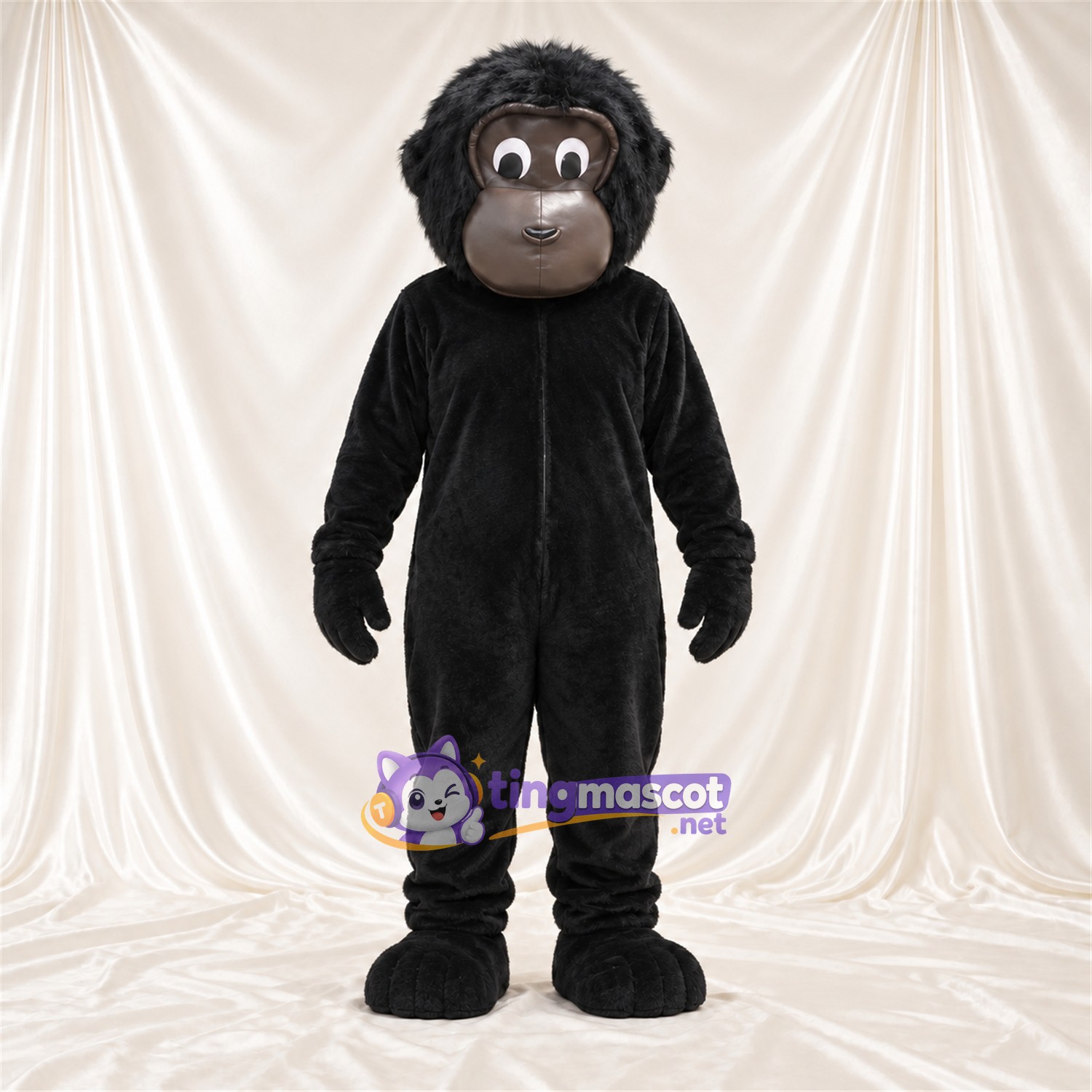 Black Monkey Mascot Costume - Gray Muzzle and Shaggy Fur Black Monkey Mascot Costume - Gray Muzzle and Shaggy Fur