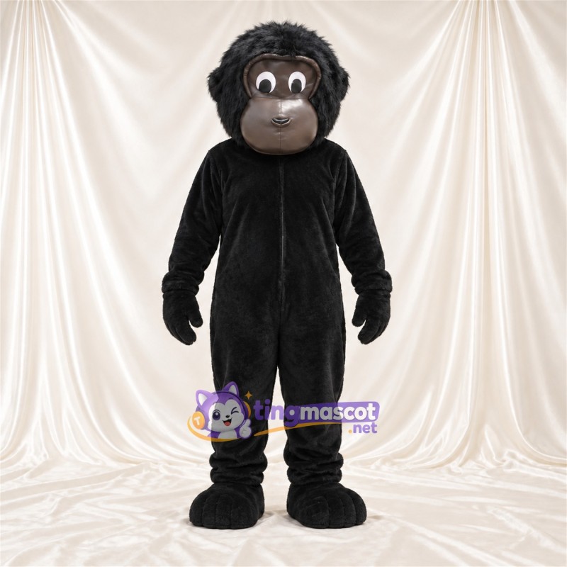 Black Monkey Mascot Costume - Gray Muzzle and Shaggy Fur Black Monkey Mascot Costume - Gray Muzzle and Shaggy Fur