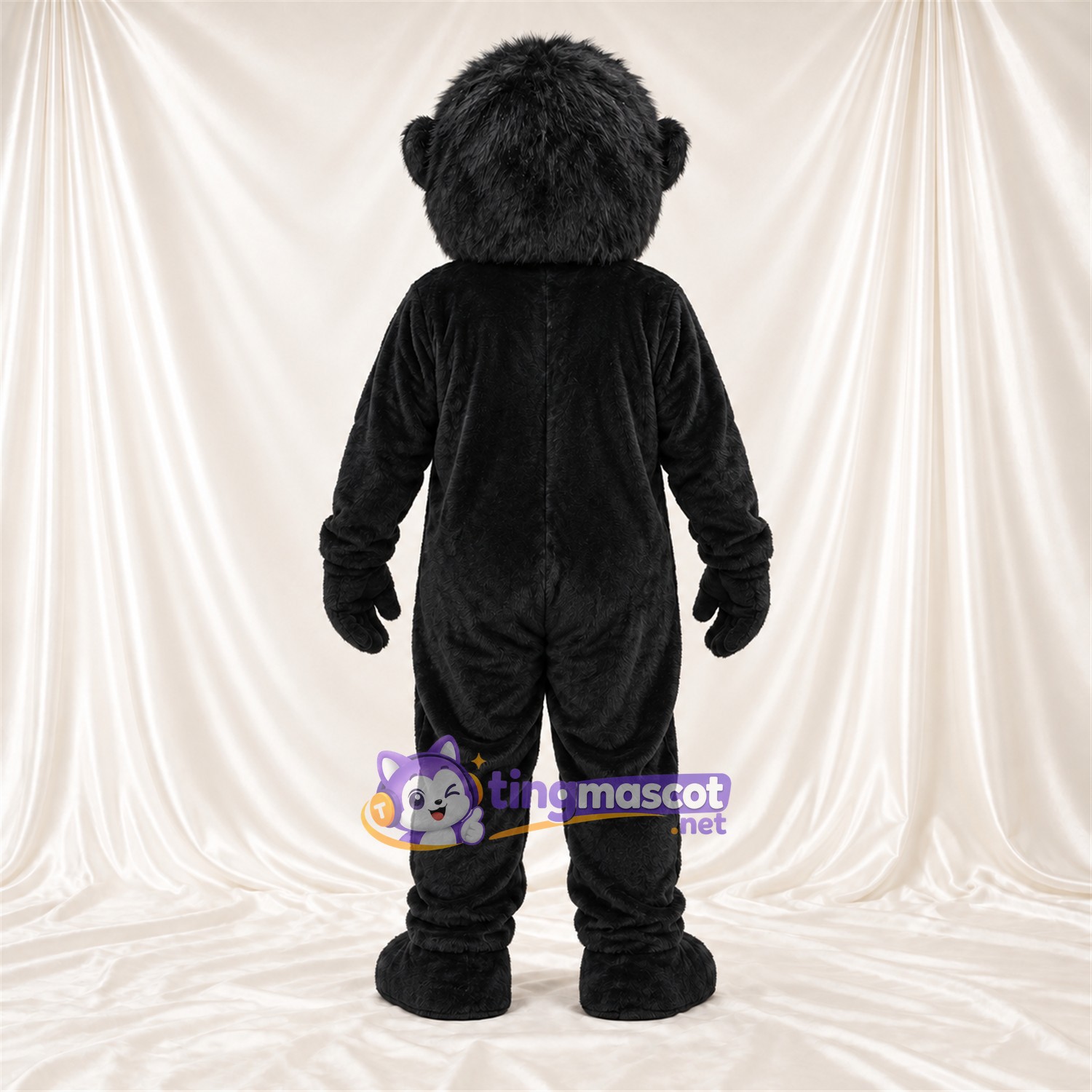 Black Monkey Mascot Costume - Gray Muzzle and Shaggy Fur Black Monkey Mascot Costume - Gray Muzzle and Shaggy Fur